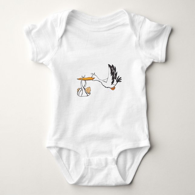 Stork with Baby - Gift for Parents to be Baby Bodysuit (Front)