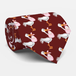 Stork With Baby Girl Tie