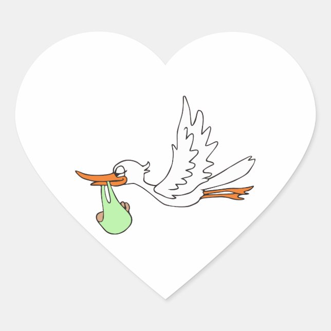 STORK WITH BABY HEART STICKER (Front)