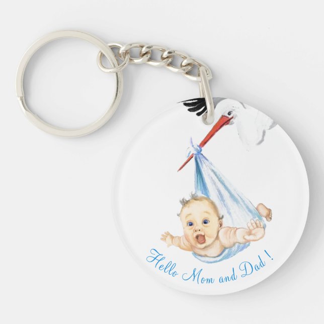 Stork with Baby Keychain (Front)