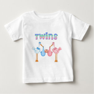 Stork with Twins Baby T-Shirt