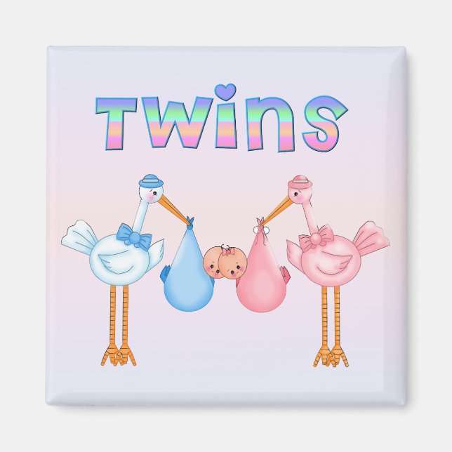 Stork with Twins Magnet (Front)