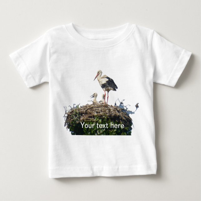 Stork with Young Baby T-Shirt (Front)