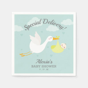Stork Yellow Baby Bundle Baby Shower Napkin
