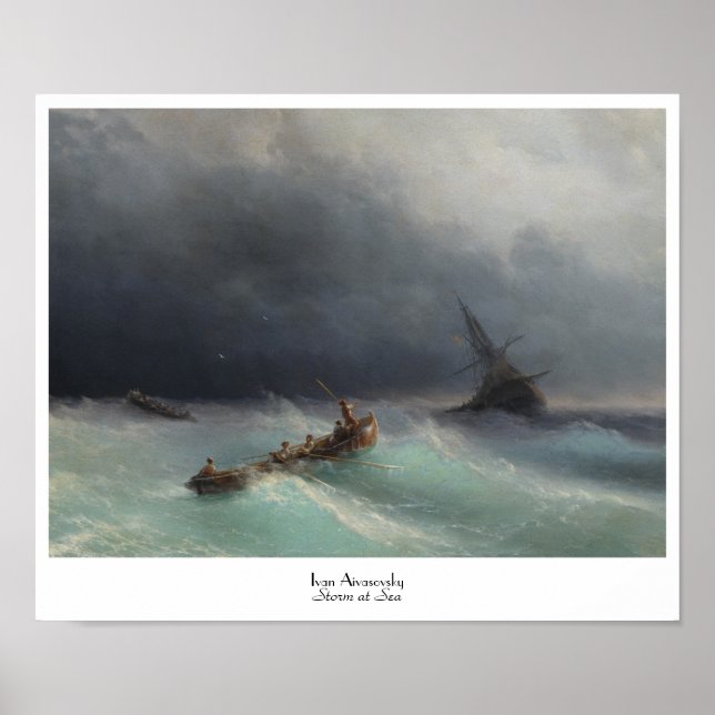 Storm at Sea Ivan Aivasovsky seascape waterscape Poster (Front)