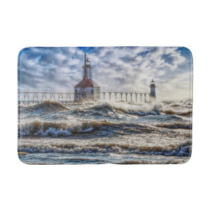 Storm At St Joseph Lighthouse Bath Mat