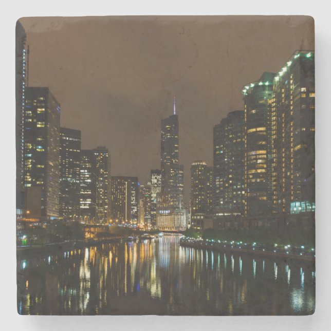 Storm Brewing Over Chicago Stone Coaster (Front)
