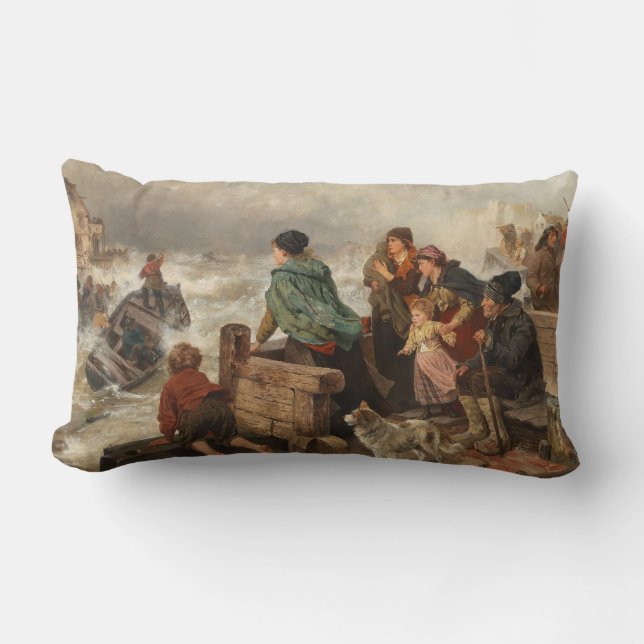 Storm by the Coast (by Rudolf Jordan) Lumbar Cushion (Front)