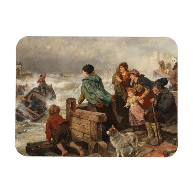 Storm by the Coast (by Rudolf Jordan) Magnet (Horizontal)