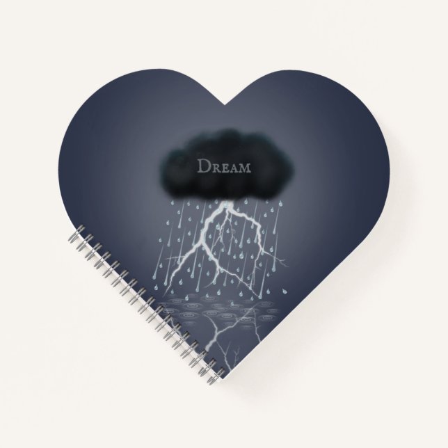 Storm Cloud Lightning & Rain Surreal Personalised Notebook (Front)