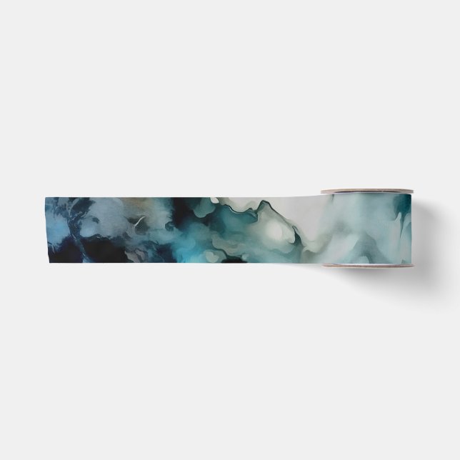 Storm Clouds and Ocean Currents Abstract Art Satin Ribbon (Front)
