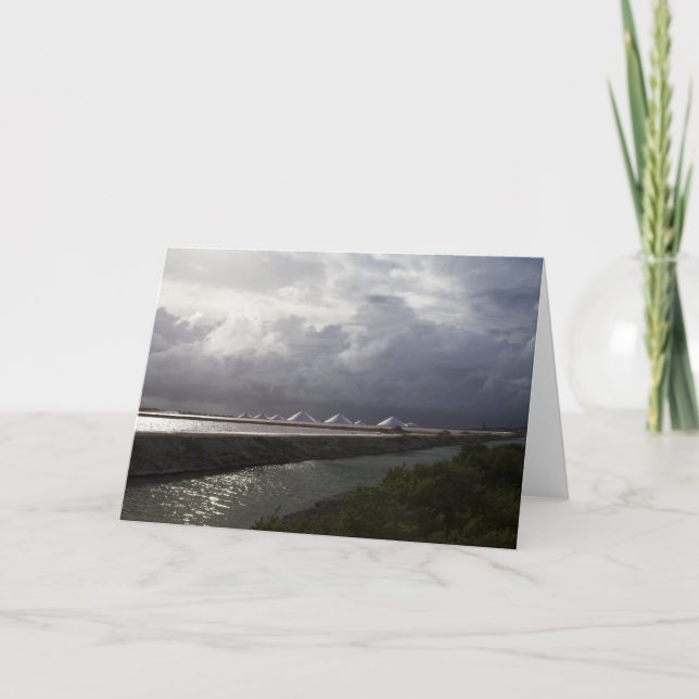Storm Clouds Over Salt Mounds Greeting Card (Front)
