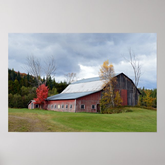 Storm Clouds over Vermont Barn Poster (Front)