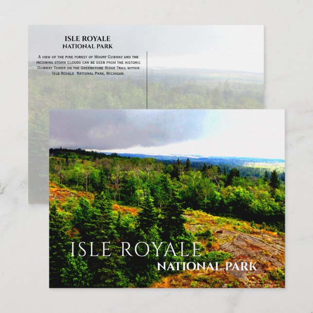 Storm Clouds, View from Ojibway Tower Isle Royale  Postcard (Front/Back)