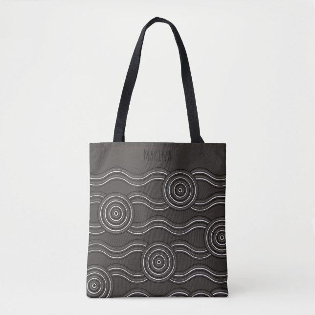 Storm Custom Monogram Name Australian Dreamtime Tote Bag (Front)