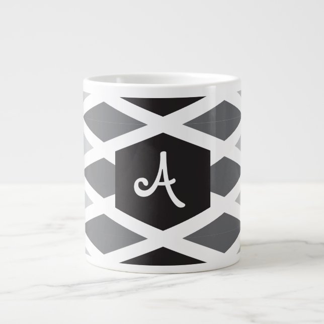 Storm Diamond Ombre Monogram Large Coffee Mug (Front)