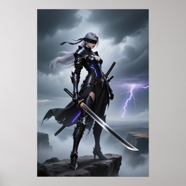 Storm Edge – Blindfolded Cyber Warrior Poster (Front)