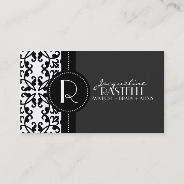 Storm Grey Estate Damask Mummy Calling Card /hu (Front)