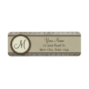 Storm Grey Feather Pattern with Monogram Return Address Label