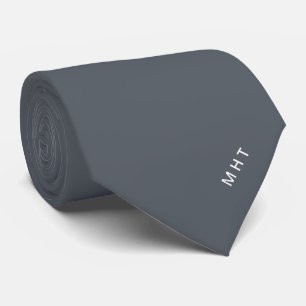 Storm Grey Modern Initials Minimalist Monogram Tie