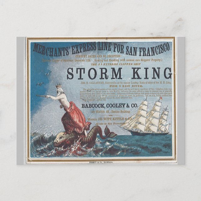 Storm King Clipper Sailing ship Postcard (Front)