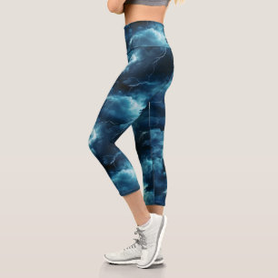 Storm Lightning Pattern Capri Leggings