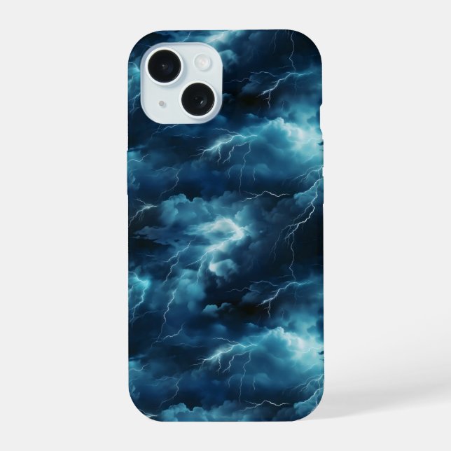 Storm Lightning Pattern iPhone 15 Case (Back)