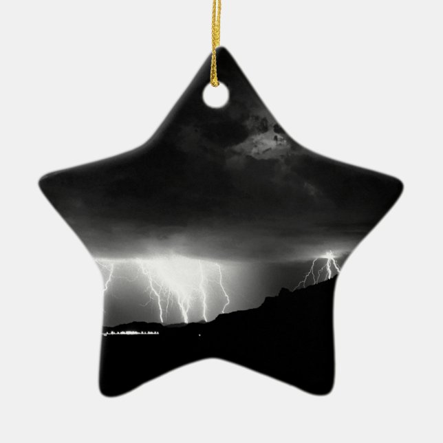 Storm Lightning Rains Down Ceramic Tree Decoration (Front)