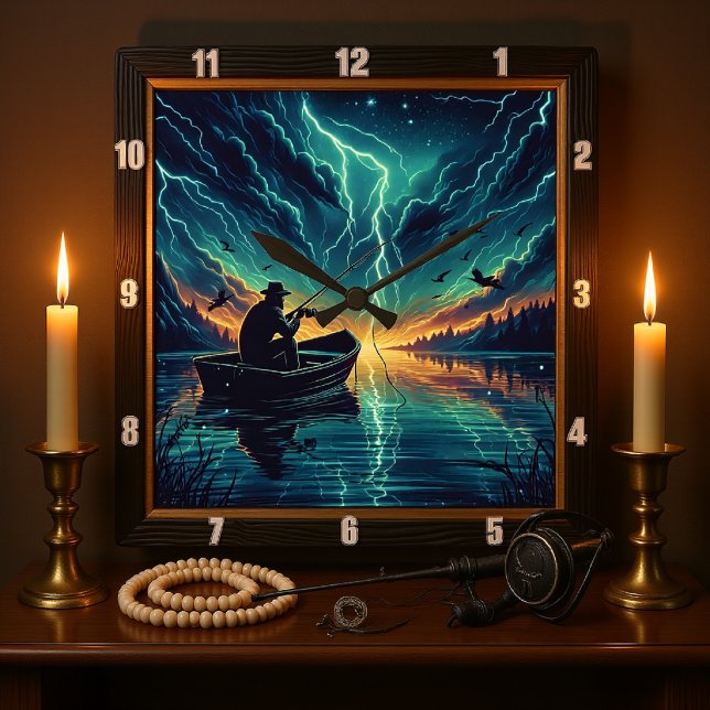 Storm on the Lake Square Wall Clock (Creator Uploaded)