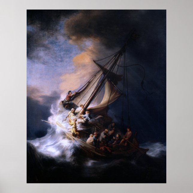 Storm on the Sea of Galilee by Rembrandt van Rijn Poster (Front)