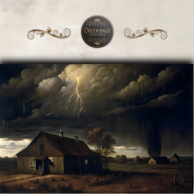 Storm Over Farmhouse Decoupage Tissue Paper (Storm Over Farmhouse Decoupage Tissue Paper)