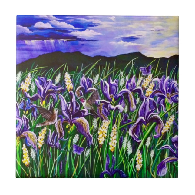 Storm over Iris FieldsTile Ceramic Tile (Front)