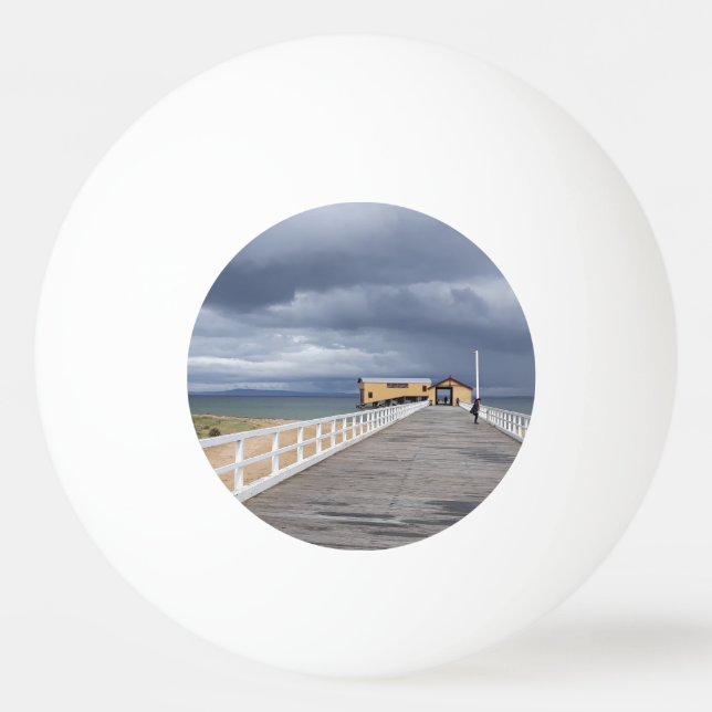 Storm Over Queenscliff Pier Ping Pong Ball (Front)