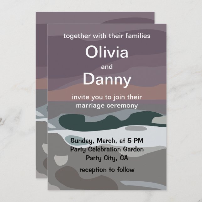 Storm Sky Cloud Sea Waves Nature Wedding Invitation (Front/Back)