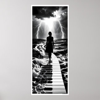 Storm Sonata on the Sea Monochrome Poster