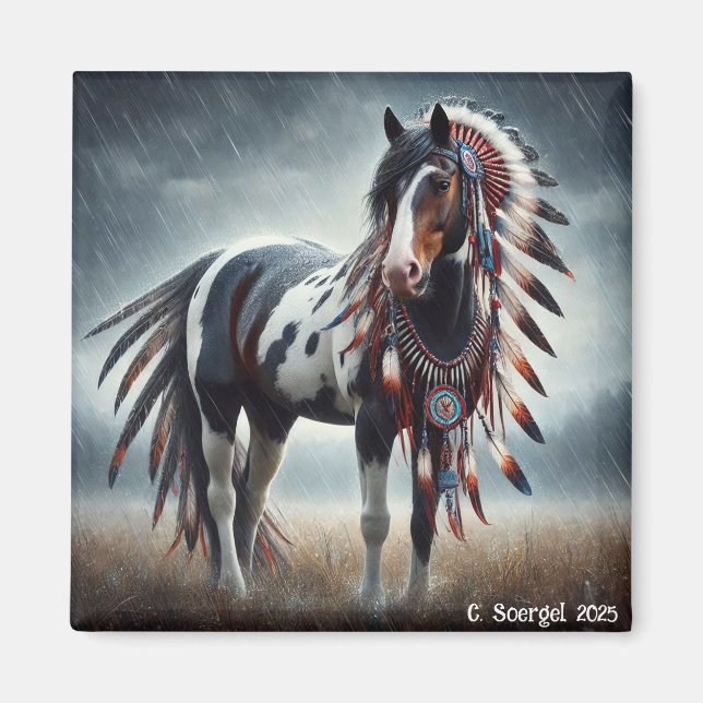 Storm Stallions Native American Paint Horse Magnet (Front)