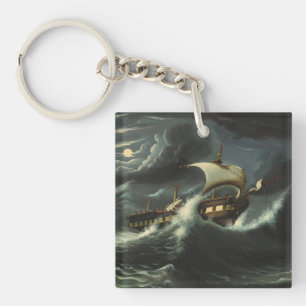 Storm Tossed Frigate by Thomas Chambers Key Ring