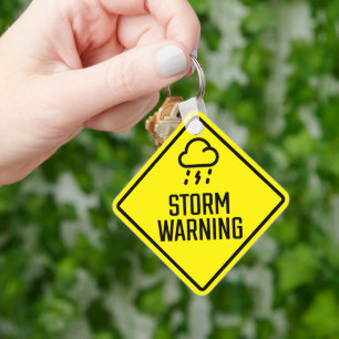 Storm Warning Metal Square Keychain