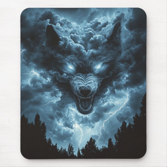 Storm Wolf Spirit Mouse Pad (Front)