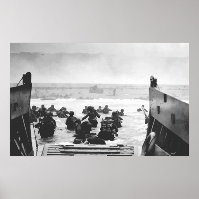Storming The Beach On D-Day Painting Poster (Front)
