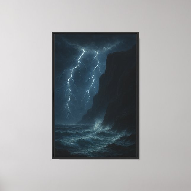 Stormlit Ocean Cliffs Canvas Print (Front)