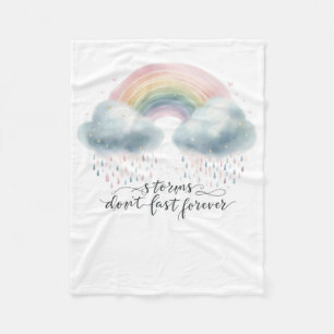 Storms Don’t Last Forever - Watercolor Rainbow Clo Fleece Blanket