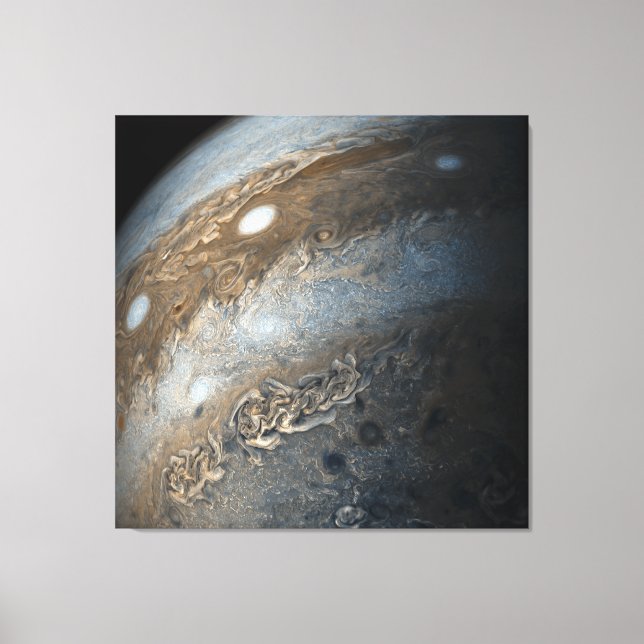 Storms on Jupiter from Juno Cam (2017) Canvas Print (Front)