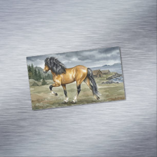 Stormur Icelandic Horse by the Sea Magnetic Business Card
