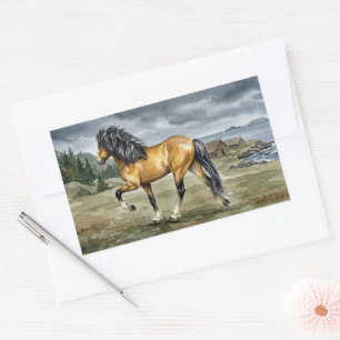 Stormur Icelandic Horse by the Sea Rectangular Sticker
