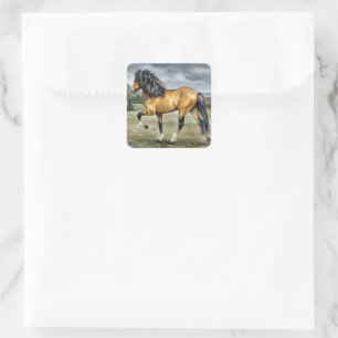 Stormur Icelandic Horse by the Sea Square Sticker