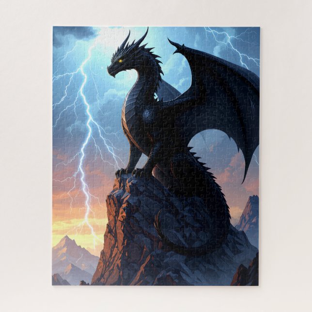 Stormwatch Dragon on Mountain Peak Jigsaw Puzzle (Vertical)