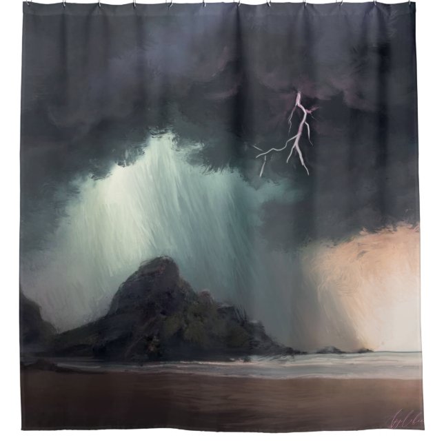 Stormy Beach  Shower Curtain (Front)