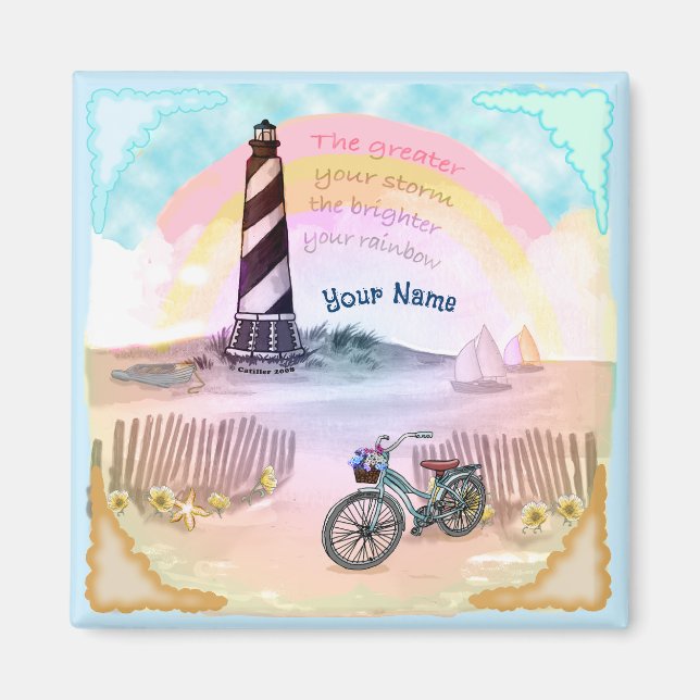 Stormy Bike  Lighthouse Magnet (Front)