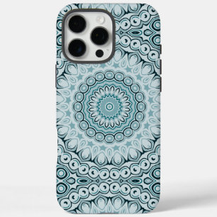 Stormy Blue and Grey Mandala Pattern iPhone 16 Pro Max Case
